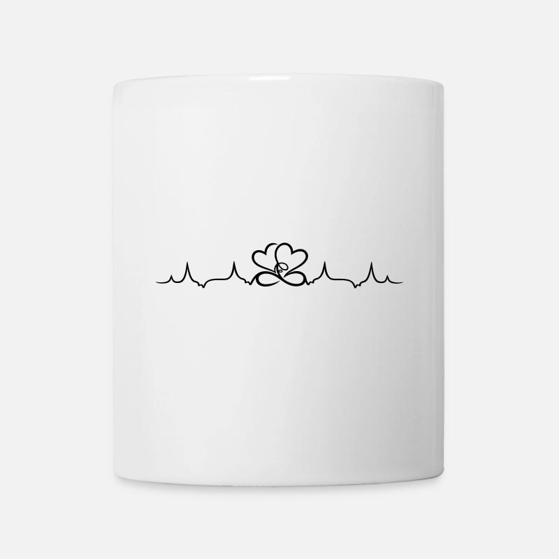 Herzschlag, zwei Herzen mit infinity - Tasse - Weiß