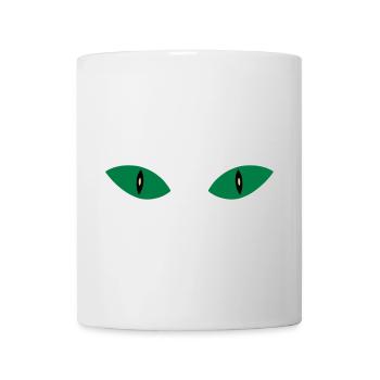 ★ Designfarben änderbar ★ Zwei Katzenaugen - Tasse - Weiß - Vorne