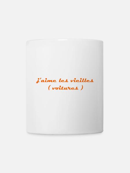j aime les vieilles voitures orange - Mug blanc - blanc