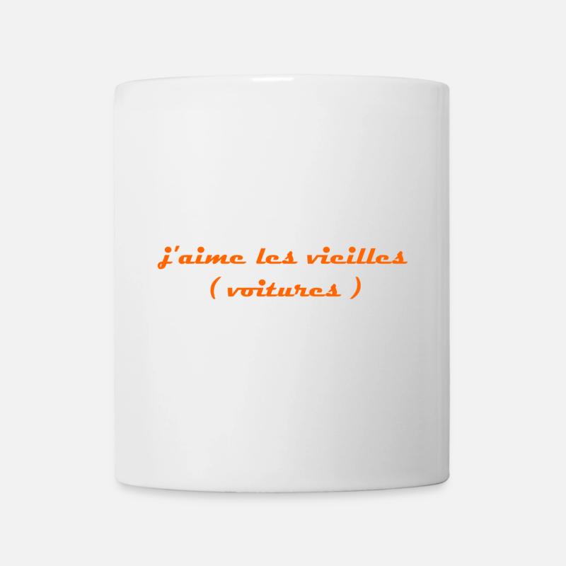 j aime les vieilles voitures orange - Mug blanc - blanc