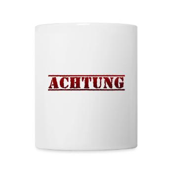 Achtung, Schriftzug, schwarz rot - Tasse - Weiß - Vorne