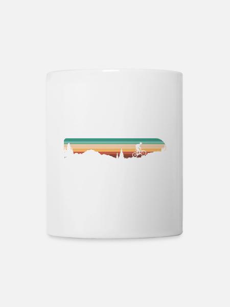 Silhouette du VTT au coucher du soleil - Mug blanc - blanc