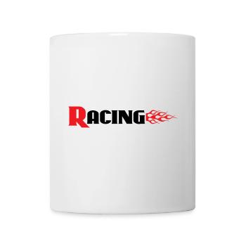 Renngrafik mit Flammen - Auto Auto Bike Decals - Tasse - Weiß - Vorne