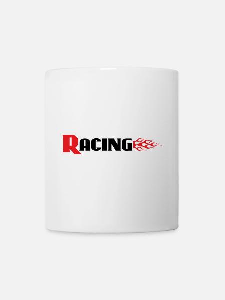 Renngrafik mit Flammen - Auto Auto Bike Decals - Tasse - Weiß