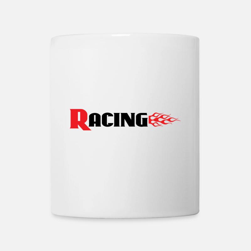 Graphique de course avec flammes - Auto-auto Bike Decals - Mug blanc - blanc