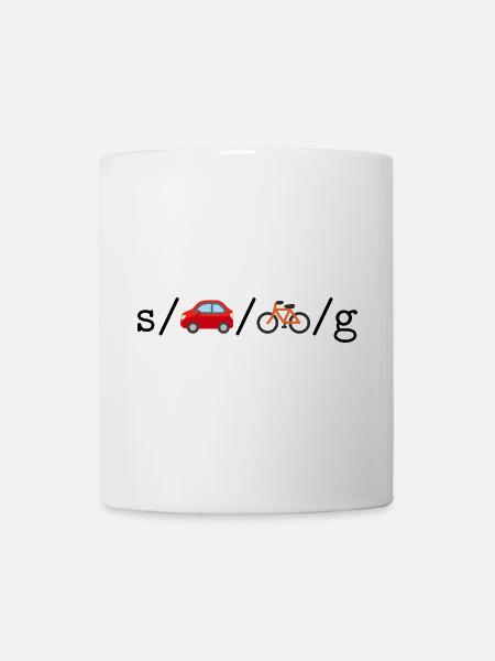 Remplacer les vélos par des voitures à l’échelle mondiale; Édition Perl - Mug blanc - blanc