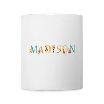 MADISON Namenskunst mit gestickten Blumen - Tasse - Weiß - Vorne
