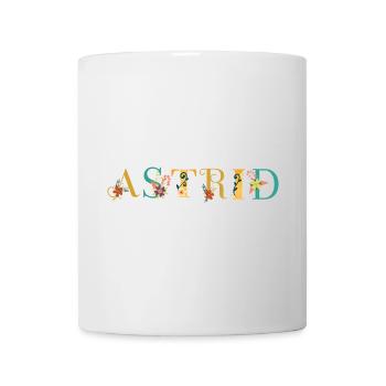 ASTRID Namenskunst mit gestickten Blumen - Tasse - Weiß - Vorne
