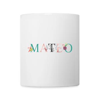 MATEO Namenskunst mit gestickten Blumen - Tasse - Weiß - Vorne