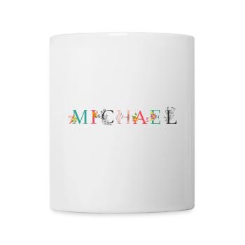 MICHAEL Namenskunst mit Blumen bestickt - Tasse - Weiß - Vorne