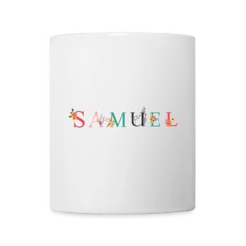SAMUEL Name Art With Flowers Embroidered - Mug - white - Front