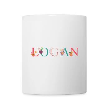 LOGAN Art du nom avec fleurs brodées - Mug blanc - blanc - Devant