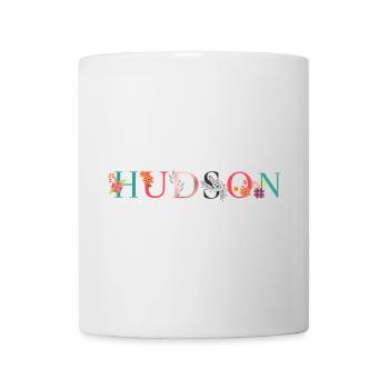 HUDSON Name Art With Flowers Embroidered - Mug - white - Front