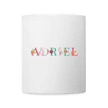 ADRIEL Art du nom avec des fleurs brodées - Mug blanc - blanc - Devant