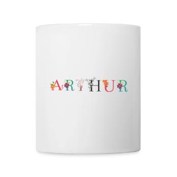 ARTHUR Namenskunst mit Blumen bestickt - Tasse - Weiß - Vorne