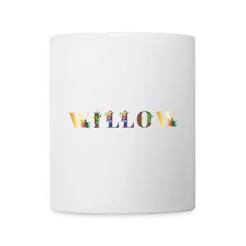 WILLOW Name Art With Flowers Embroidered - Mug - white - Front