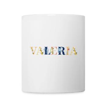 VALERIA Namenskunst mit gestickten Blumen - Tasse - Weiß - Vorne