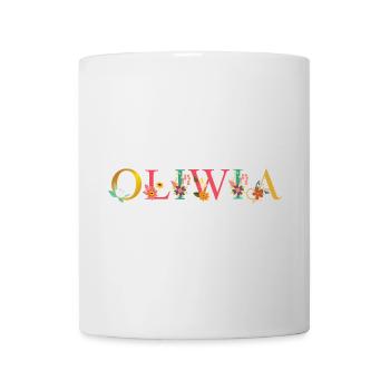 OLIWIA name decorated with flowers - Mug - white - Front