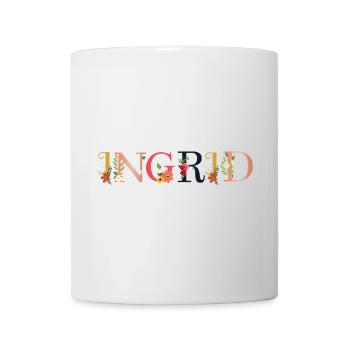 INGRID Name mit Blumen geschmückt - Tasse - Weiß - Vorne