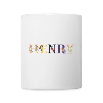 Nom HENRY décoré de fleurs - Mug blanc - blanc - Devant