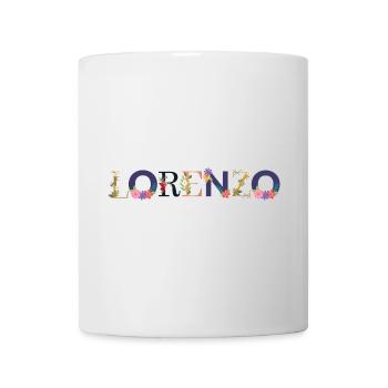 Le nom de LORENZO orné de fleurs - Mug blanc - blanc - Devant