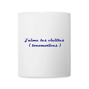 j aime les vieilles locomotives bleu - Mug blanc - blanc - Devant