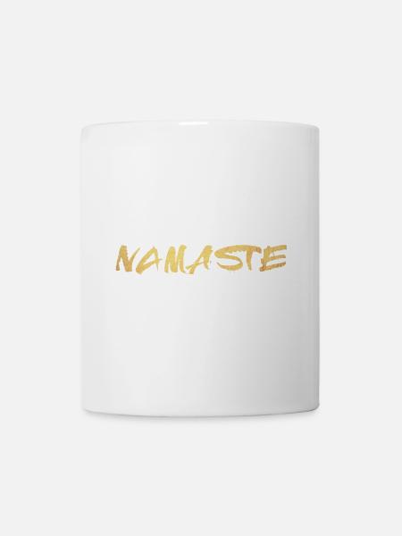 Yoga Namaste Gold Handschrift deluxe Meditation om - Tasse - Weiß