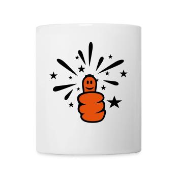 Daumen hoch / thumb up (sparkly, 2c) - Tasse - Weiß - Vorne