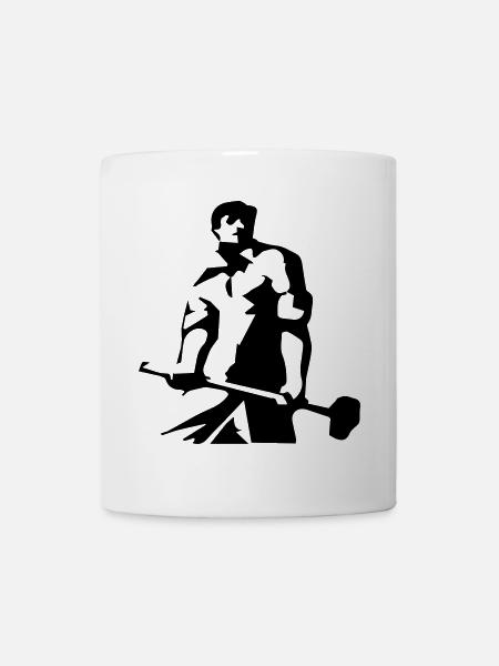 Arbeiter - Schwarzsilhouette Kunstmotiv - Tasse - Weiß
