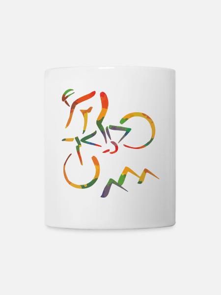 Farbiger Mountainbiker - Tasse - Weiß
