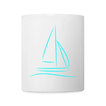 Voilier Bleu Mer – Cadeau nautique pour les marins - Mug blanc - blanc - Devant
