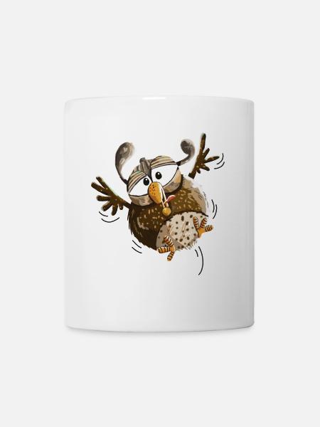 Flatternde Eule im Tiefflug - Eulen - Lustig - Tasse - Weiß