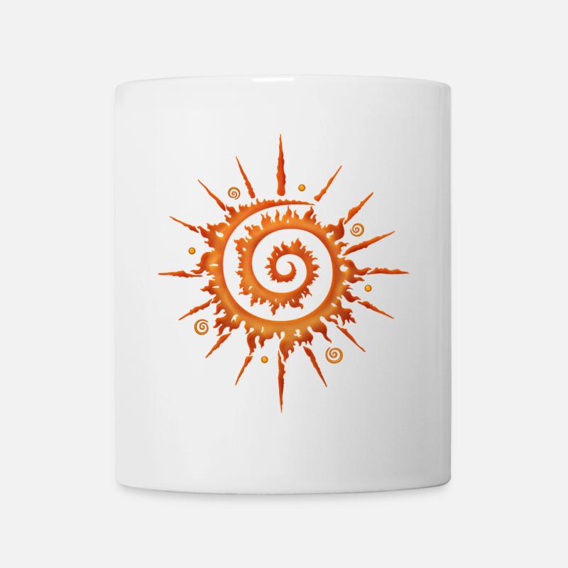 Mittsommer Sonne, Feuerrad, orange - Tasse - Weiß