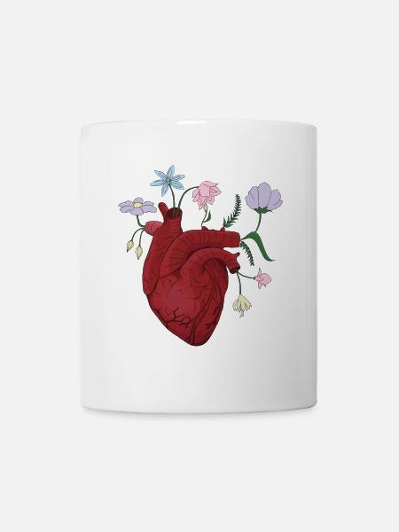 Coeur avec des fleurs en couleur - Mug blanc - blanc