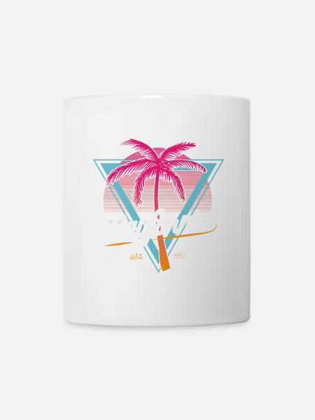 California Palm Trees Retro Neon - Mug - white