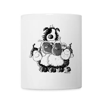 Border Collie and sheep - dog - t-shirt design - Mug - white - Front