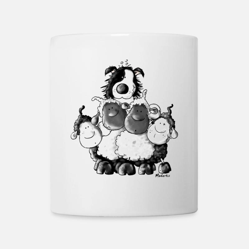 Border Collie and sheep - dog - t-shirt design - Mug - white