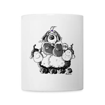 Bearded Collie and sheep - Herding dog design - Mug - white - Front