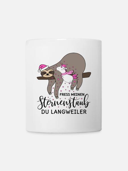 Faultier Einhorn Sternenstaub Weihnachten Winter - Tasse - Weiß