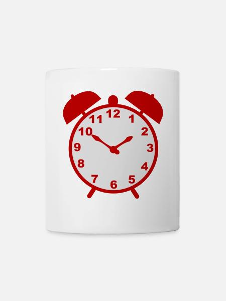 Classic alarm clock with red frame - Mug - white