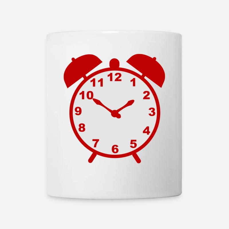 Classic alarm clock with red frame - Mug - white