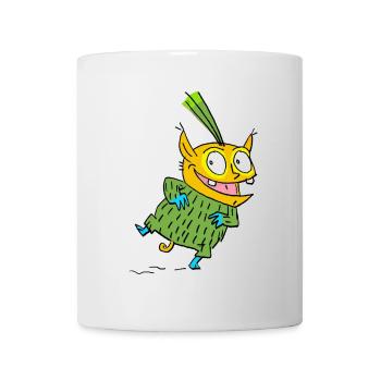 Fröhlicher Monster im Grünen Pullover - Tasse - Weiß - Vorne