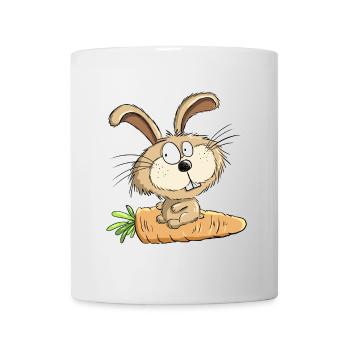 Rabbit With Carrot I Easter I Easter Comic - Mug - white - Front