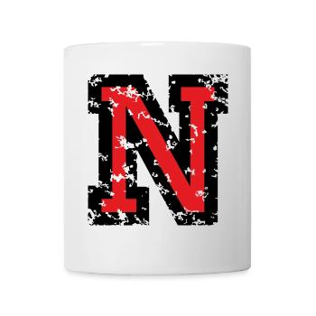 N (Vintage Rot) Buchstabe N - Tasse - Weiß - Vorne