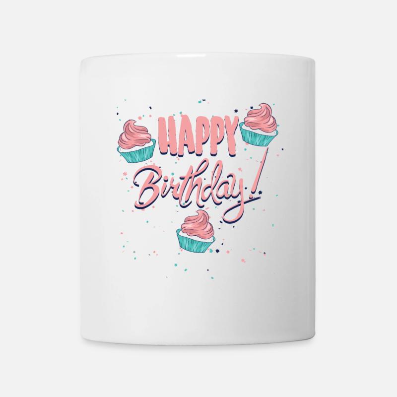 Happy Birthday mit Cupcakes - Tasse - Weiß