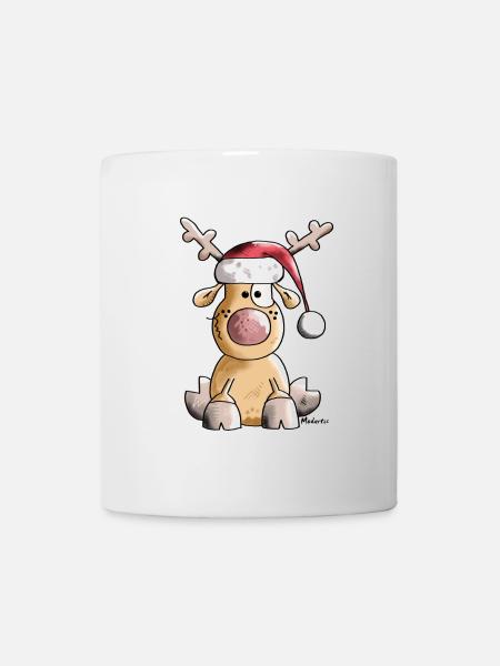 Funny Christmas Reindeer Cartoon - Mug - white
