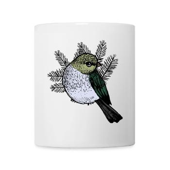 Bird Drawing with Fir Branches - Mug - white - Front