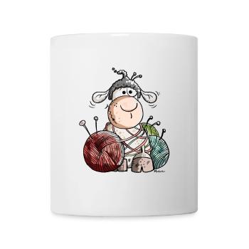 Funny Sheep With Wool Ball - Mug - white - Front