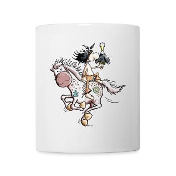 Indianer mit Pferd - Tasse - Weiß - Vorne