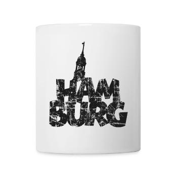 HAMBURG mit Michel (Vintage/Schwarz) - Tasse - Weiß - Vorne